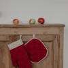 Santa Claus Linen Oven Mitt & Pot Holder Set<Laume linen Store