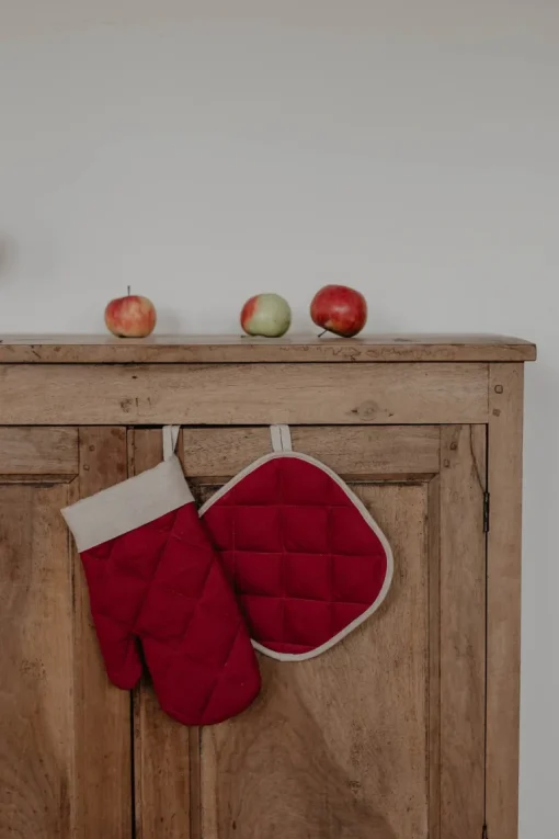 Santa Claus Linen Oven Mitt & Pot Holder Set<Laume linen Store
