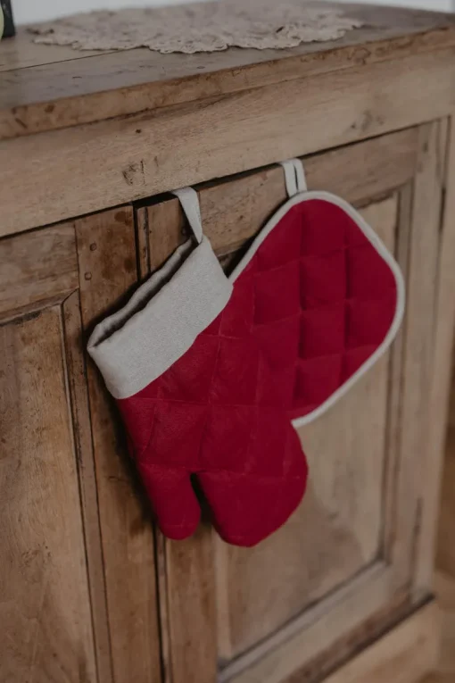 Santa Claus Linen Oven Mitt & Pot Holder Set<Laume linen Store