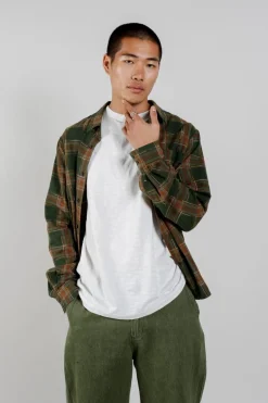 Santi Organic Cotton Flannel Shirt Green Check<KOMODO Outlet