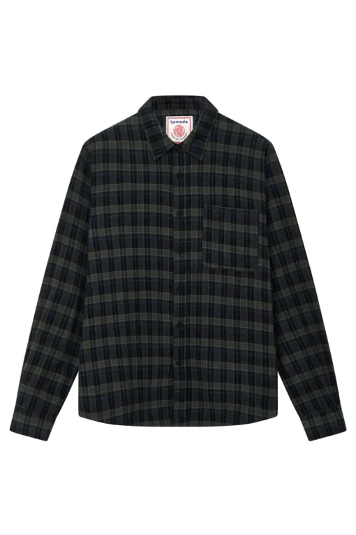 Santi Organic Cotton Flannel Shirt Navy Check<KOMODO Best