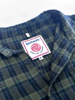 Santi Organic Cotton Flannel Shirt Navy Check<KOMODO Best