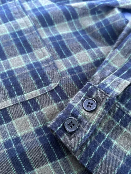 Santi Organic Cotton Flannel Shirt Navy Check<KOMODO Best