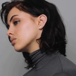 Satin Bar Stud Earrings<fejn jewelry Shop