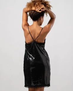 Sequin Mesh Slip Mekko Musta<UNDERSTATEMENT Best Sale