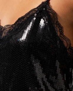 Sequin Mesh Slip Mekko Musta<UNDERSTATEMENT Best Sale