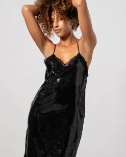 Sequin Mesh Slip Mekko Musta<UNDERSTATEMENT Best Sale