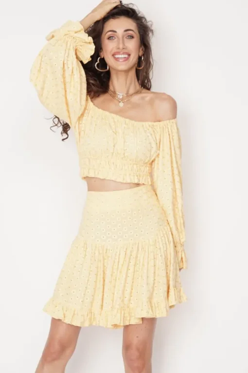 Serena Mini Skirt Yellow<ANGELL Clearance