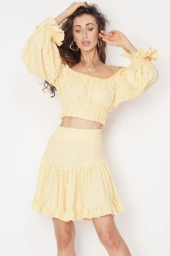 Serena Mini Skirt Yellow<ANGELL Clearance