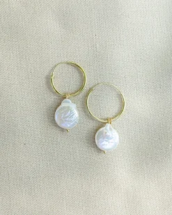 Serenity Hoops White/Gold<NAKU Jewellery Best Sale