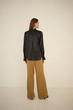 Silk Blouse With a Sash Black<Enteliér New