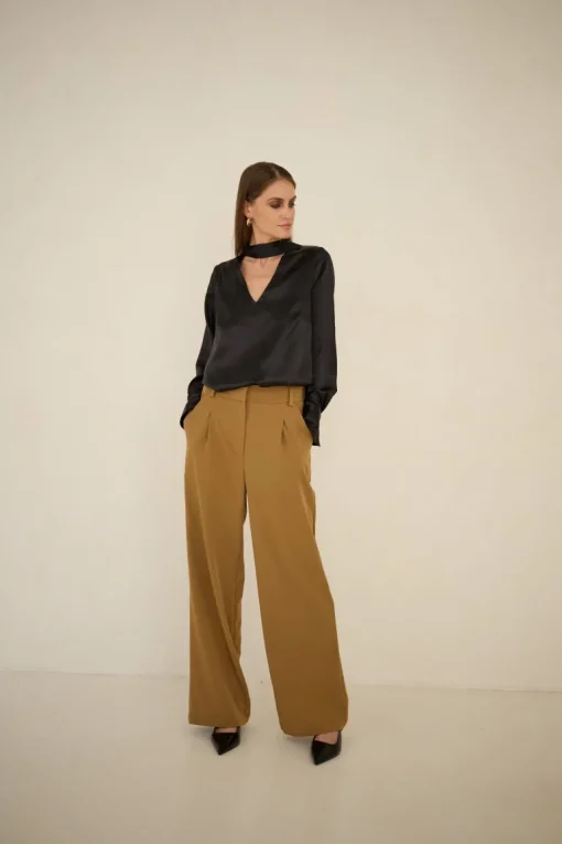 Silk Blouse With a Sash Black<Enteliér New