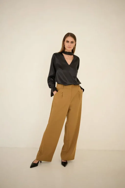 Silk Blouse With a Sash Black<Enteliér New