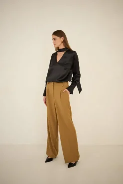 Silk Blouse With a Sash Black<Enteliér New