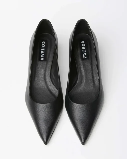 Siren Kitten Heels Vegea Grape Leather Black<BOHEMA Hot