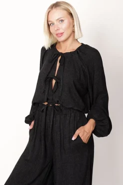 Skye Tie Blouse Black<ANGELL Hot