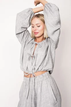 Skye Tie Blouse Grey<ANGELL Store