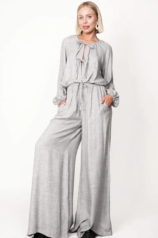 Skye Tie Blouse Grey<ANGELL Store
