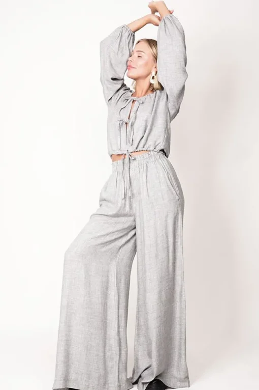 Skye Tie Blouse Grey<ANGELL Store