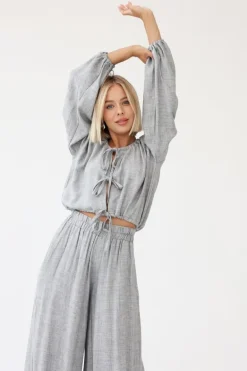 Skye Tie Blouse Grey<ANGELL Store