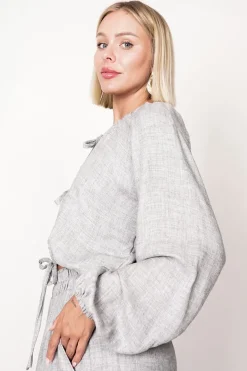 Skye Tie Blouse Grey<ANGELL Store
