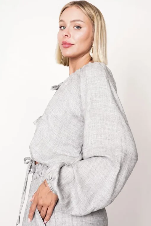 Skye Tie Blouse Grey<ANGELL Store