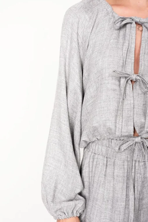 Skye Tie Blouse Grey<ANGELL Store