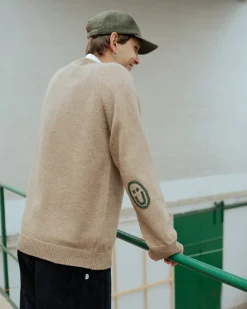 Smiley Knit Sweater Beige<Rotholz Outlet