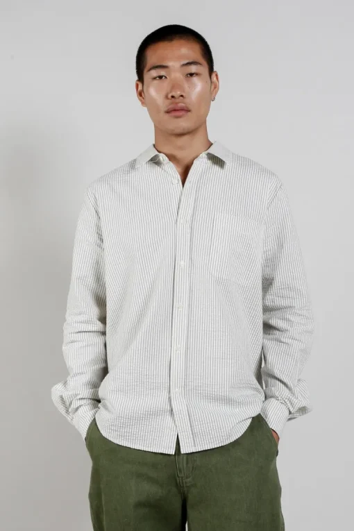 Spectre Organic Cotton Shirt Ivory Pinstripe<KOMODO Sale