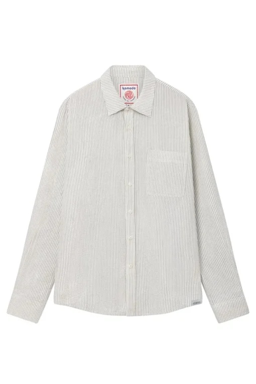 Spectre Organic Cotton Shirt Ivory Pinstripe<KOMODO Sale