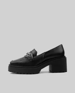 Squared Chunky Loafers Black Vegan Women's Loafers Shoes<BOHEMA Sale