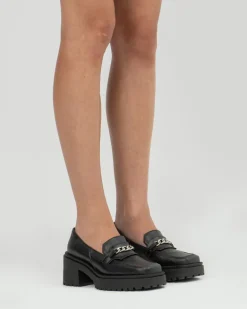 Squared Chunky Loafers Black Vegan Women's Loafers Shoes<BOHEMA Sale