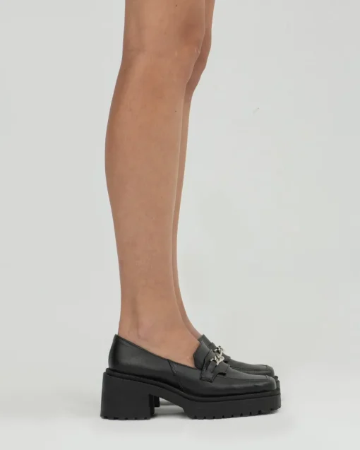 Squared Chunky Loafers Black Vegan Women's Loafers Shoes<BOHEMA Sale