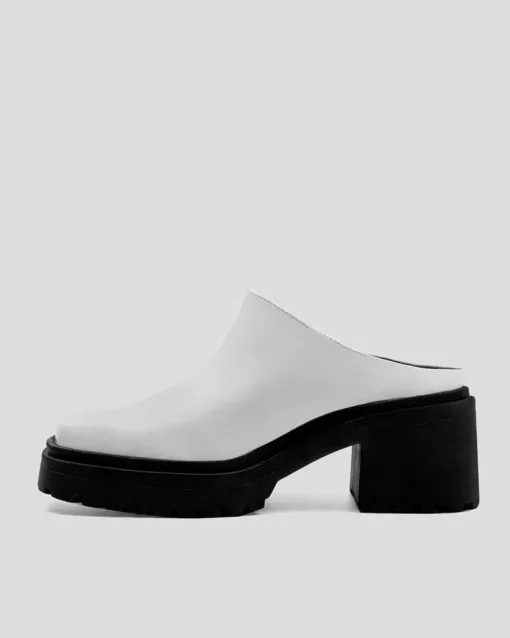 Squared Mule Grape Leather White<BOHEMA Sale