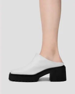 Squared Mule Grape Leather White<BOHEMA Sale