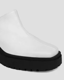 Squared Mule Grape Leather White<BOHEMA Sale