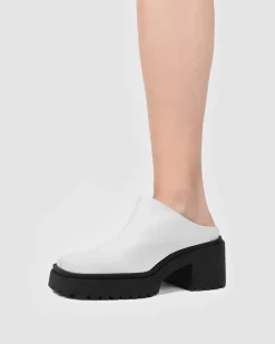 Squared Mule Grape Leather White<BOHEMA Sale