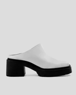 Squared Mule Grape Leather White<BOHEMA Sale