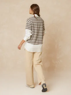 Striped T-Shirt Grey<INDIu0026COLD Best