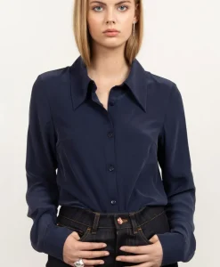 Essential Silk Shirt Navy<Studio Heijne Flash Sale