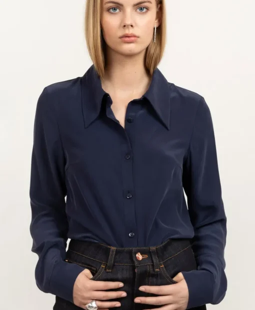 Essential Silk Shirt Navy<Studio Heijne Flash Sale