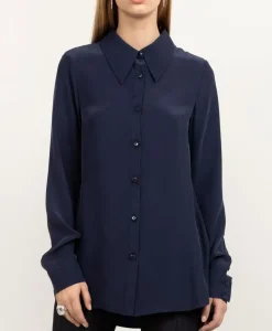 Essential Silk Shirt Navy<Studio Heijne Flash Sale