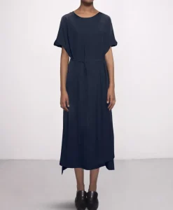 Long Silk Dress Navy<Studio Heijne Outlet