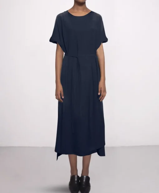 Long Silk Dress Navy<Studio Heijne Outlet