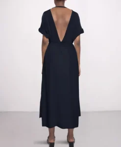 Long Silk Dress Navy<Studio Heijne Outlet