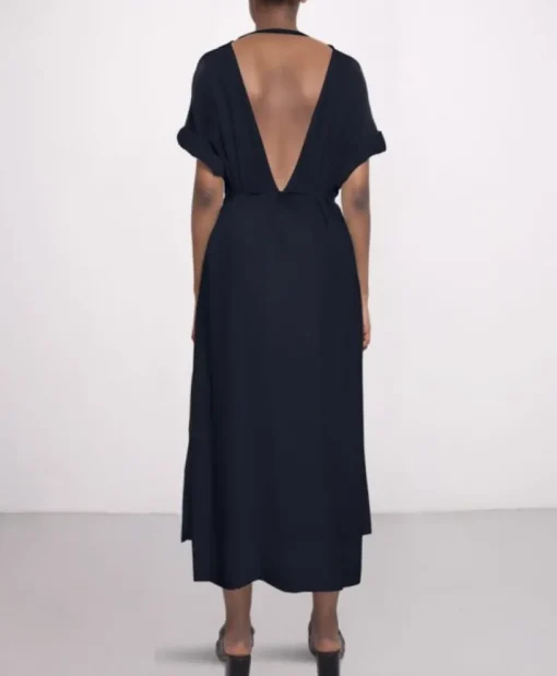 Long Silk Dress Navy<Studio Heijne Outlet