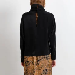 Revolution Silk Cowl Neck Top - silkkinen kauluspaita Musta<Studio Heijne Online