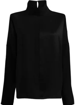 Revolution Silk Cowl Neck Top - silkkinen kauluspaita Musta<Studio Heijne Online