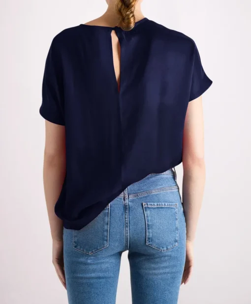 Revolution Silk Tee Navy<Studio Heijne Outlet