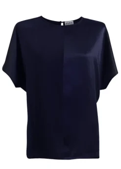 Revolution Silk Tee Navy<Studio Heijne Outlet